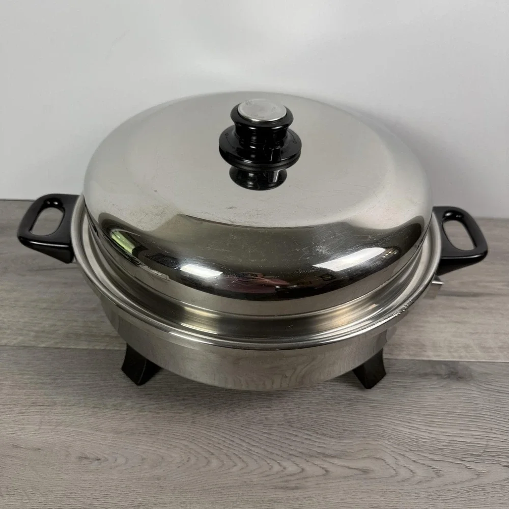 Health Craft Stainless Electric Skillet Automatic Oil Core Silver K7273 USA